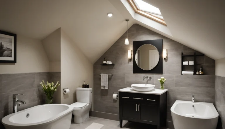 petite salle de bain avec pente de toit